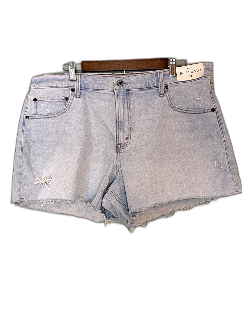 Abercrombie & Fitch A-Line Short Women’s Mid Rise Light Wash Denim Shorts 33